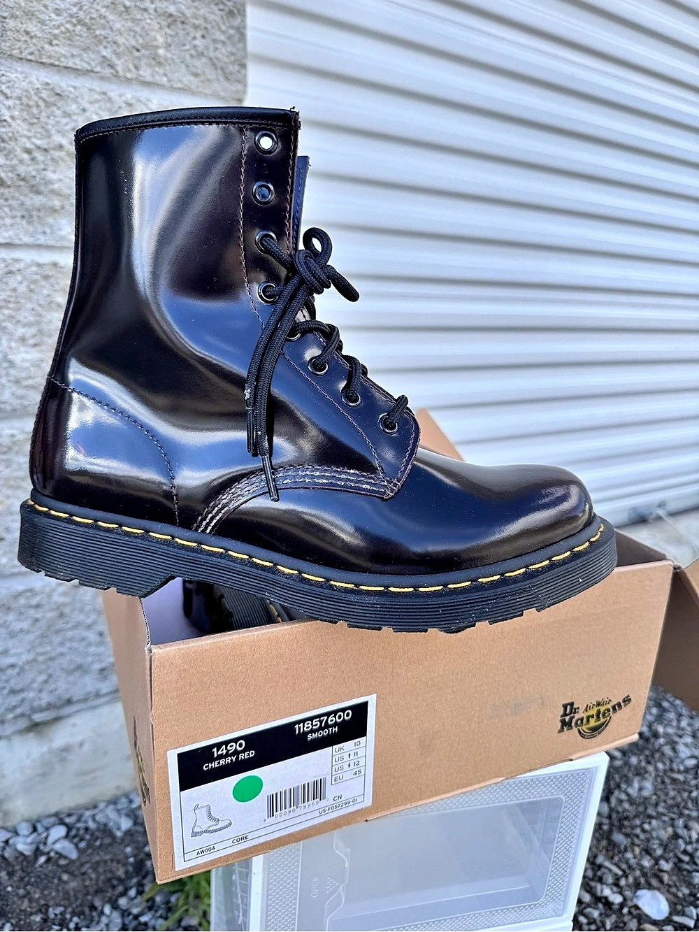 Dr. Martens 1490 cherry red Combat Boots US 12 Like New